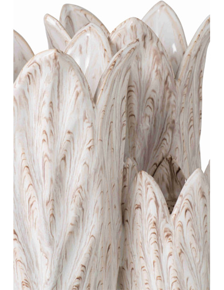 Vase lotus beige en argile émaillée 23x20,5x36,5 cm Zwaav J-Line - 4