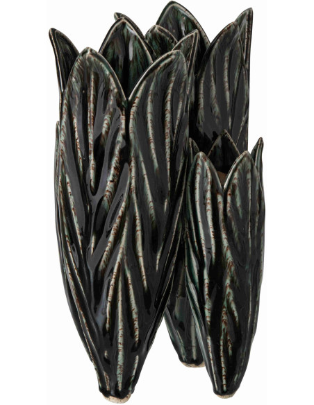 Vase sculptural bleu pétrole en argile émaillée 23x20,5x36,5 cm Zwaav J-Line - 3