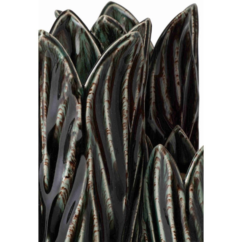 Vase sculptural bleu pétrole en argile émaillée 23x20,5x36,5 cm Zwaav J-Line - 4