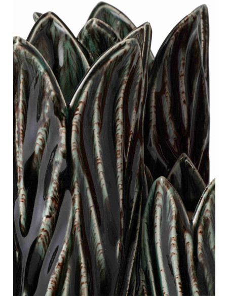 Vase sculptural bleu pétrole en argile émaillée 23x20,5x36,5 cm Zwaav J-Line - 4