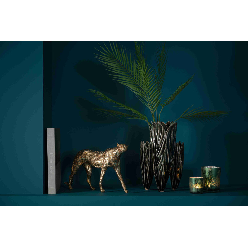 Vase sculptural bleu pétrole en argile émaillée 23x20,5x36,5 cm Zwaav J-Line - 5