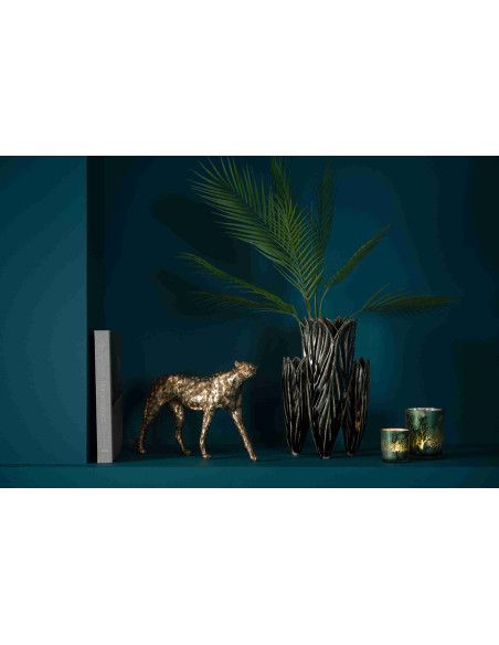 Vase sculptural bleu pétrole en argile émaillée 23x20,5x36,5 cm Zwaav J-Line - 5
