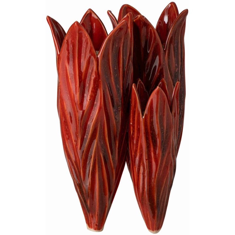 Vase organique rouge en argile émaillée 23x20,5x36,5 cm Zwaav J-Line - 3
