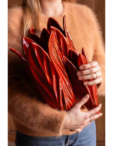 Vase organique rouge en argile émaillée 23x20,5x36,5 cm Zwaav J-Line - 2