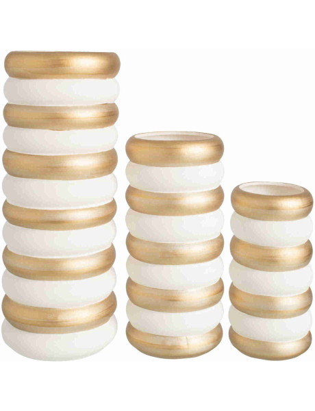 Lot de 3 vases en porcelaine émaillée blanc et doré Hodor J-Line - 1
