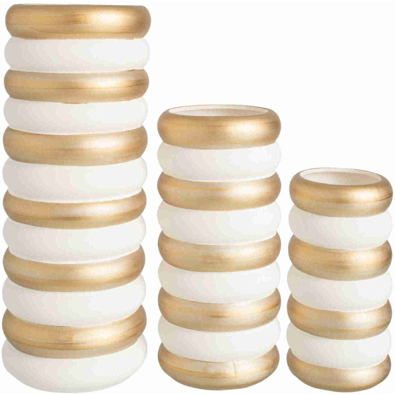 Lot de 3 vases en porcelaine émaillée blanc et doré Hodor J-Line - 1