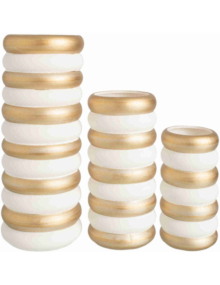 Lot de 3 vases en porcelaine émaillée blanc et doré Hodor J-Line - 1