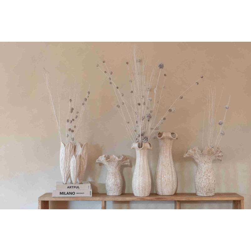 Vase corolle beige clair en argile émaillée 18x18x46,5 cm Bivij J-Line - 4