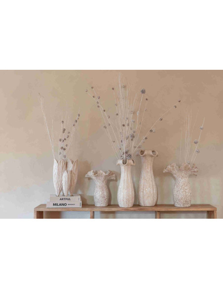 Vase corolle beige clair en argile émaillée 18x18x46,5 cm Bivij J-Line - 4
