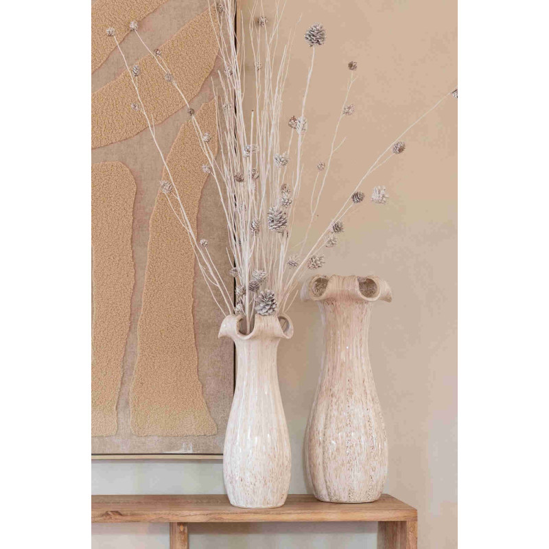 Vase corolle beige clair en argile émaillée 22x22x56 cm Bivij J-Line - 2