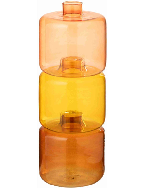 Lot de 3 vases empilables en verre orange et ambre 10x10x27 cm Waask J-Line - 1