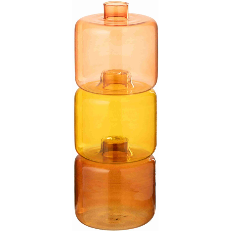 Lot de 3 vases empilables en verre orange et ambre 10x10x27 cm Waask J-Line - 1