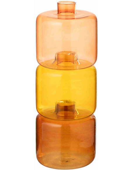 Lot de 3 vases empilables en verre orange et ambre 10x10x27 cm Waask J-Line - 1
