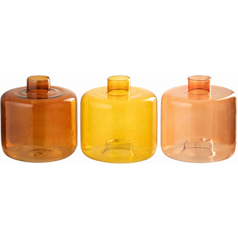Lot de 3 vases empilables en verre orange et ambre 10x10x27 cm Waask J-Line - 2