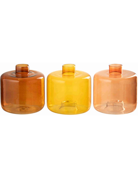 Lot de 3 vases empilables en verre orange et ambre 10x10x27 cm Waask J-Line - 2