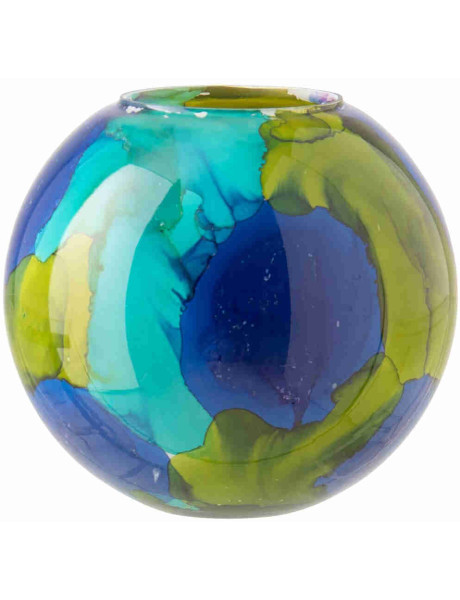 Vase boule en verre bleu turquoise et vert 24,5x24,5x24,5 cm Josik J-Line - 1