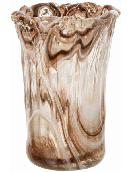 Vase marbré en verre beige 17x17x24,5 cm Bower J-Line - 1