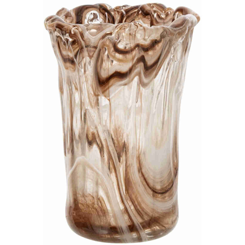 Vase marbré en verre beige 17x17x24,5 cm Bower J-Line - 1