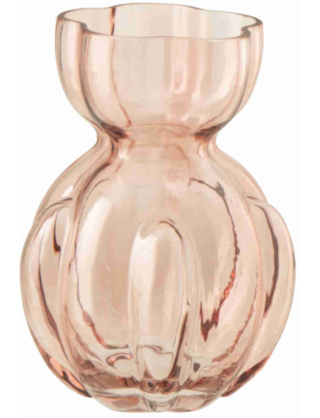 Vase cannelé en verre rose poudré 16x16x22 cm Havek J-Line - 1