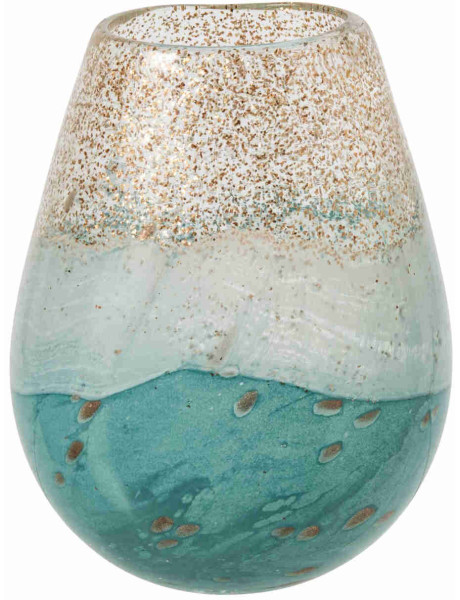 Vase en verre turquoise et doré 15,5x9,5x17 cm Divij J-Line - 1