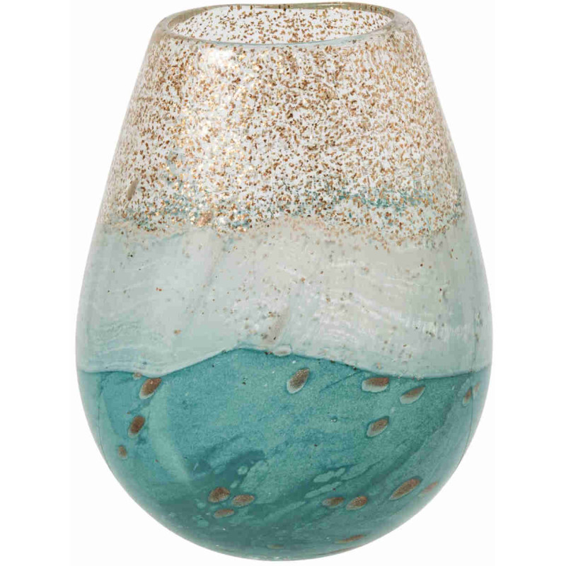 Vase en verre turquoise et doré 15,5x9,5x17 cm Divij J-Line - 1