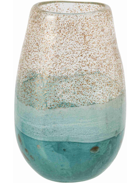 Vase en verre turquoise et doré 15,5x10,5x24 cm Divij J-Line - 1