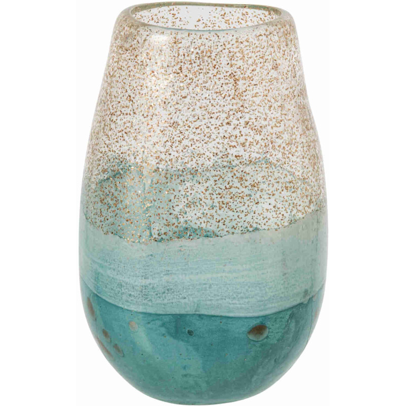 Vase en verre turquoise et doré 15,5x10,5x24 cm Divij J-Line - 1