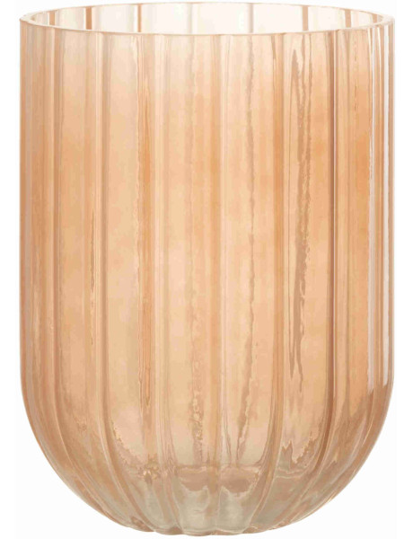Vase cannelé en verre pêche 15x15x20,5 cm Klvek J-Line - 1