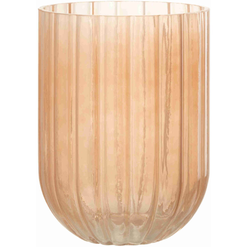 Vase cannelé en verre pêche 15x15x20,5 cm Klvek J-Line - 1