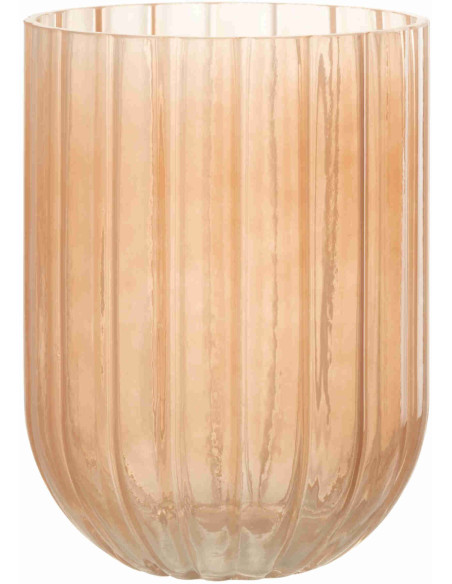 Vase cannelé en verre pêche 15x15x20,5 cm Klvek J-Line - 1