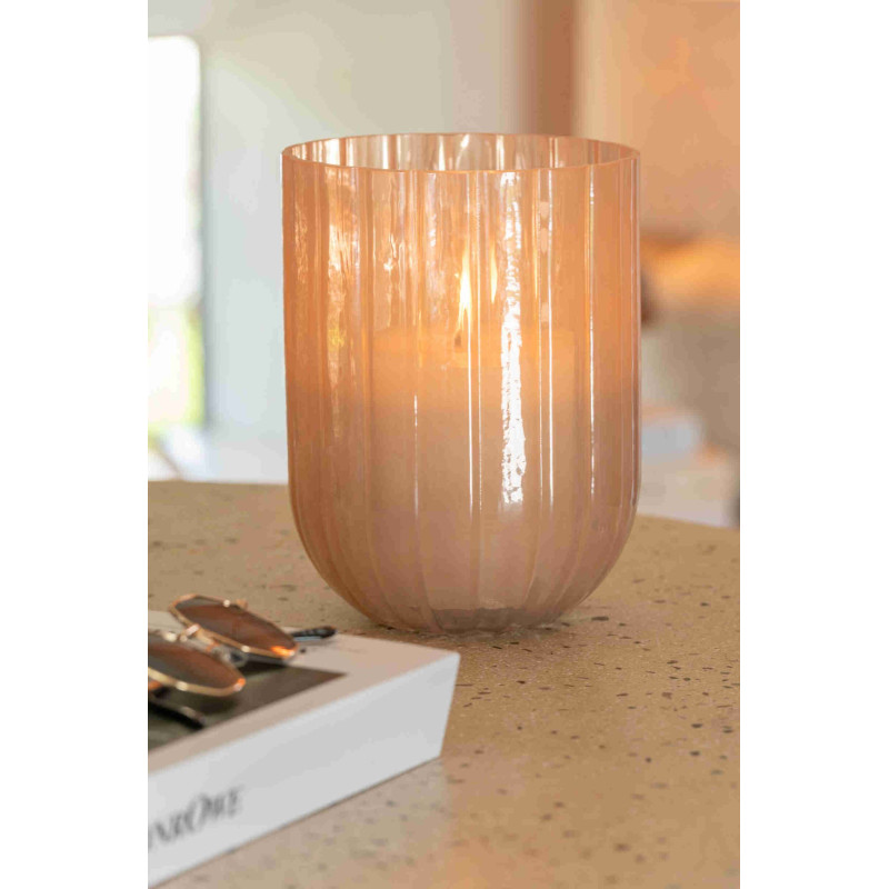 Vase cannelé en verre pêche 15x15x20,5 cm Klvek J-Line - 2