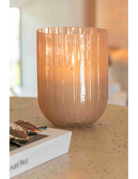 Vase cannelé en verre pêche 15x15x20,5 cm Klvek J-Line - 2