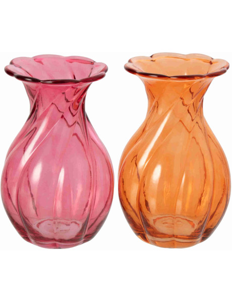 Lot de 2 vases en verre rose orange 15x15x23,5 cm Heelm J-Line - 1