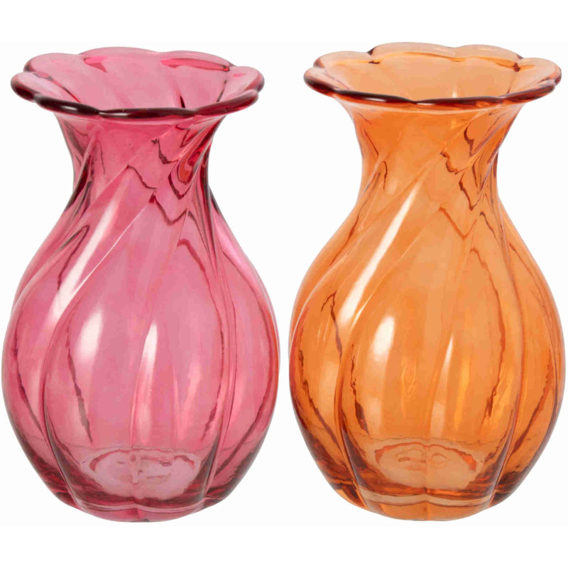 Lot de 2 vases en verre rose orange 15x15x23,5 cm Heelm J-Line - 1