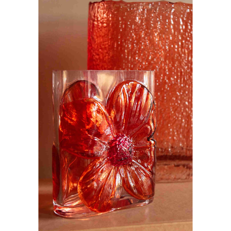 Lot de 2 vases fleur en verre rose fuchsia et orange 16x9x20,5 cm Bilom J-Line - 2