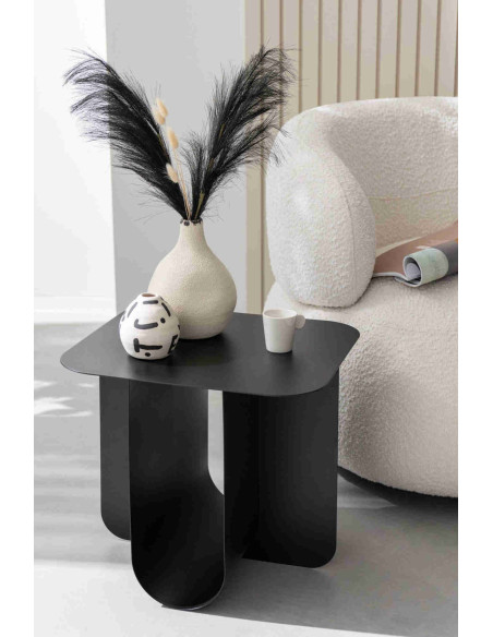 Vase Japandi en grès écru et noir 15x15x20 cm Hovok J-Line - 3