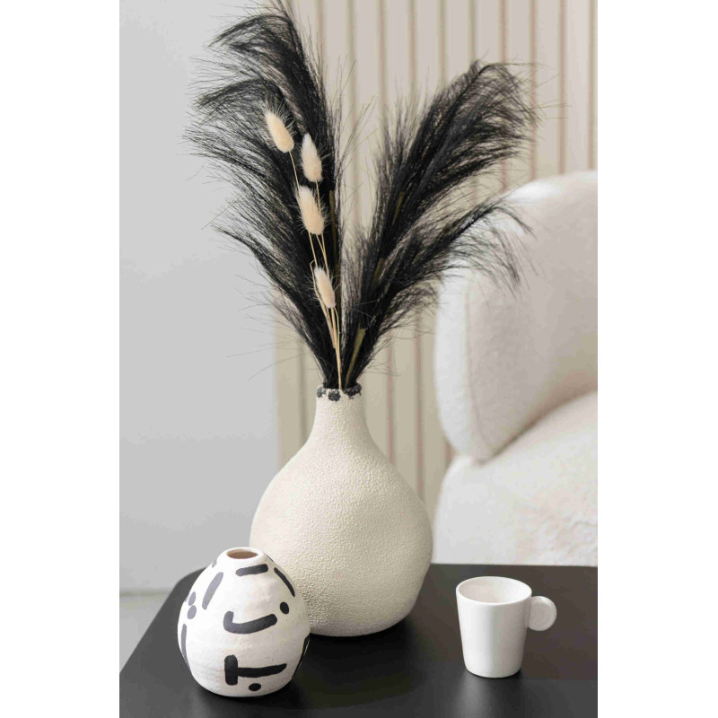 Vase Japandi en grès écru et noir 15x15x20 cm Hovok J-Line - 2