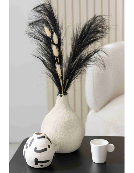 Vase Japandi en grès écru et noir 15x15x20 cm Hovok J-Line - 2