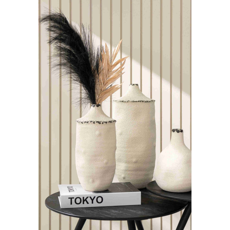 Vase Japandi en grès écru et noir 15x15x20 cm Hovok J-Line - 4