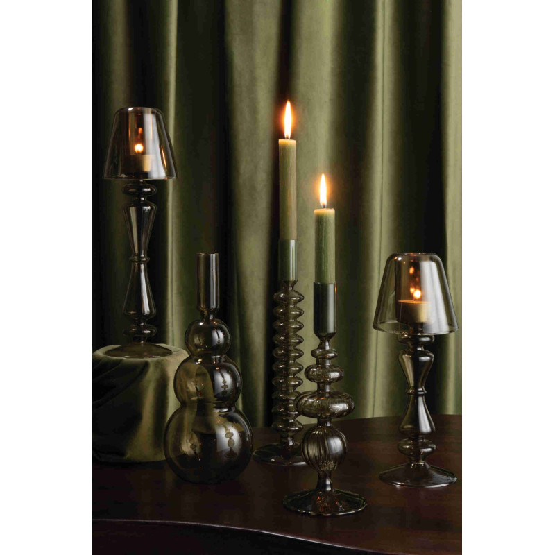 Vase soliflore en verre vert olive 10,6x10,6x25,5 cm Kizun J-Line - 2