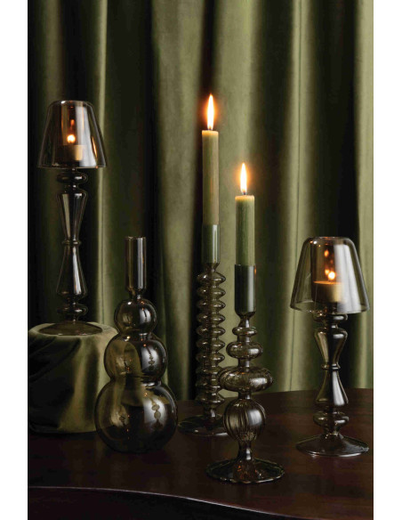 Vase soliflore en verre vert olive 10,6x10,6x25,5 cm Kizun J-Line - 2