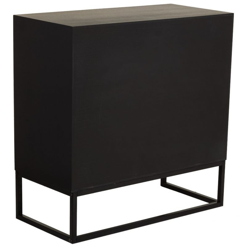 Commode industrielle 5 tiroirs bois recyclé brun métal noir 80x39,5x81 cm Ripao  - 4