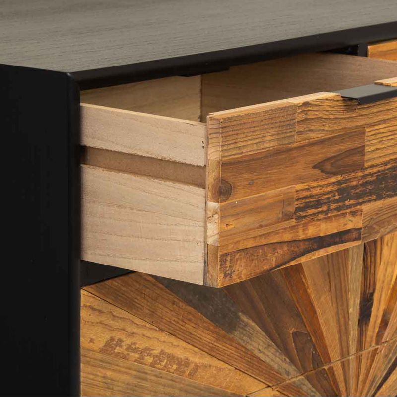 Commode industrielle 5 tiroirs bois recyclé brun métal noir 80x39,5x81 cm Ripao  - 5