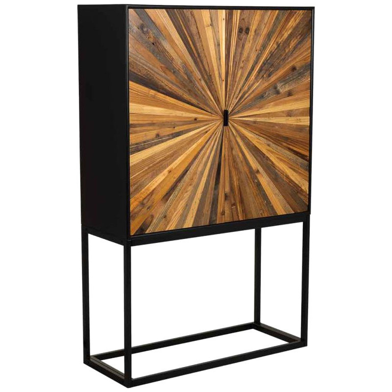 Buffet haut bois recyclé brun 2 portes 100x40x160 cm Ripao  - 1