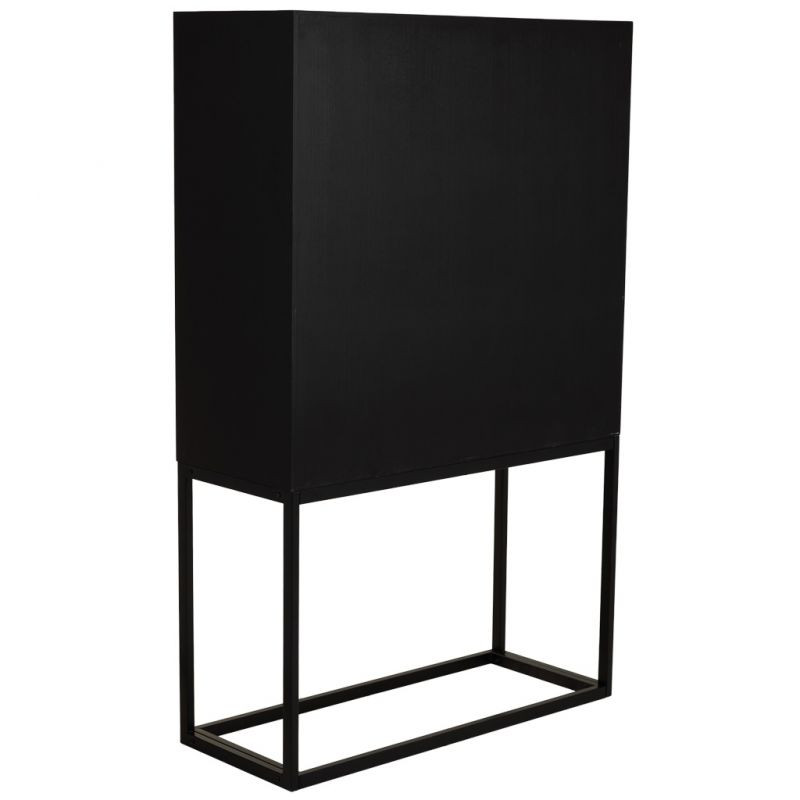 Buffet haut bois recyclé brun 2 portes 100x40x160 cm Ripao  - 4