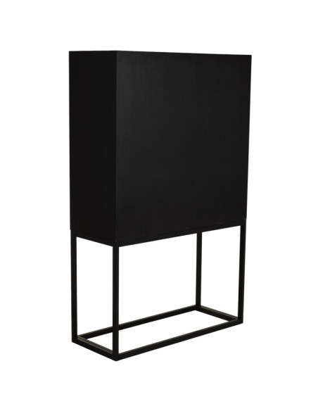 Buffet haut bois recyclé brun 2 portes 100x40x160 cm Ripao  - 4
