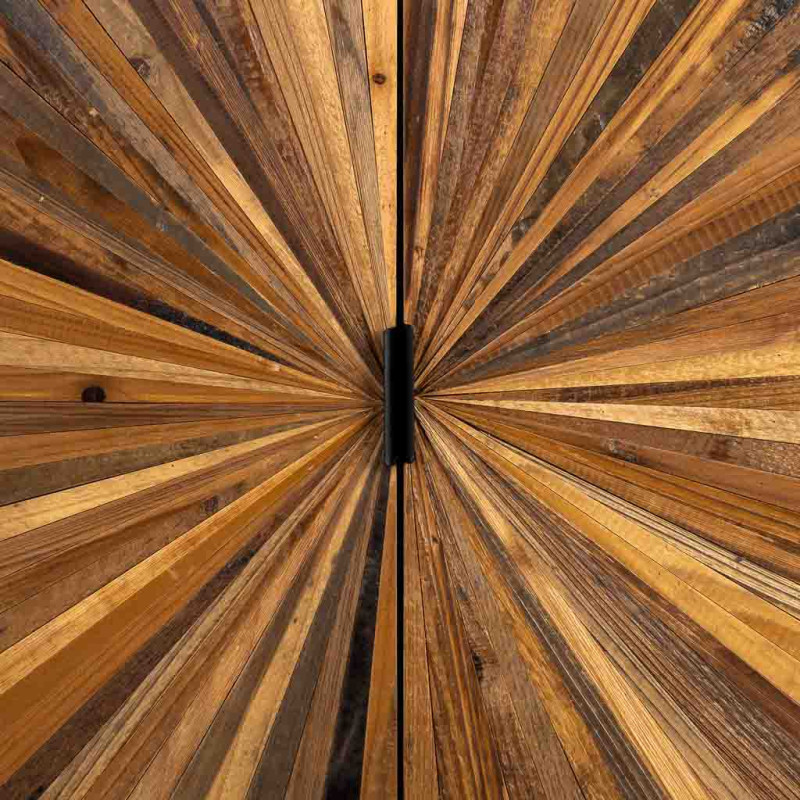 Buffet haut bois recyclé brun 2 portes 100x40x160 cm Ripao  - 7