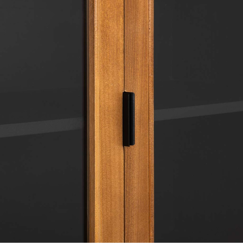 Buffet haut vitré industriel bois recyclé brun noir 100x40x135 cm Ripao  - 5