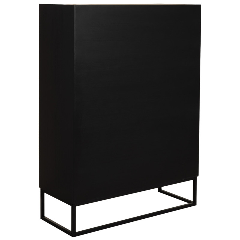 Buffet haut vitré industriel bois recyclé brun noir 100x40x135 cm Ripao  - 4