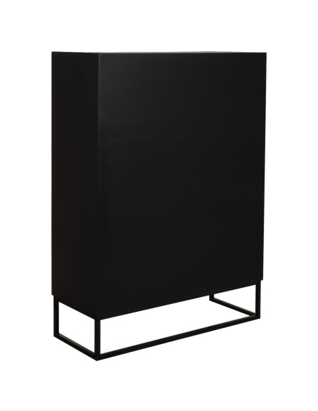 Buffet haut vitré industriel bois recyclé brun noir 100x40x135 cm Ripao  - 4
